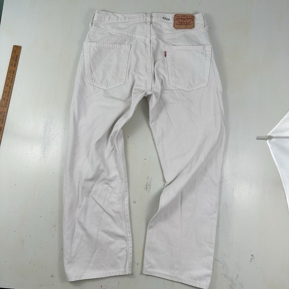 VTG Levi's 501 White Jeans Men Actual 32x26 Button Fly Straight 100% Cotton Y2K - Picture 3 of 16